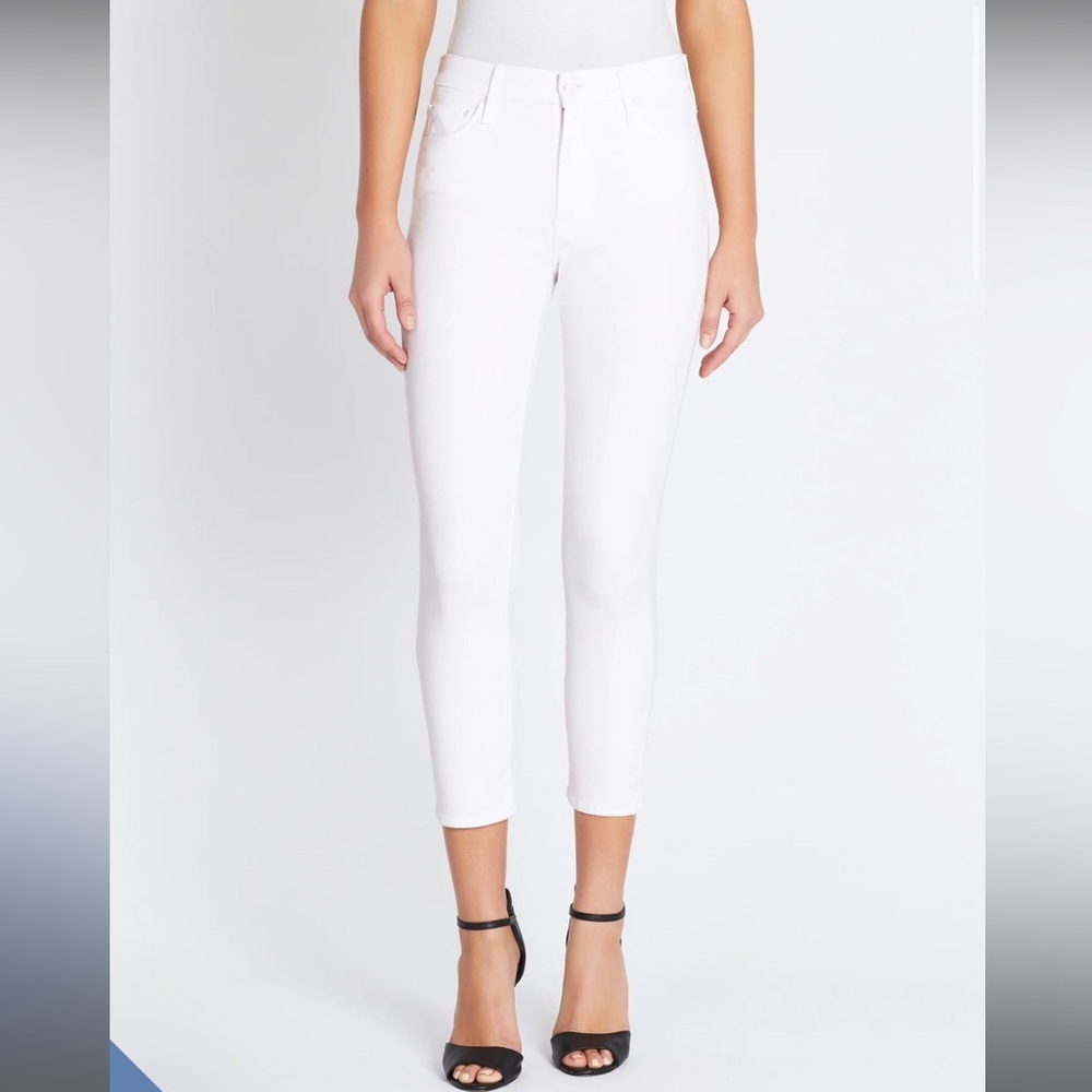 MOTHER The Looker Crop White Straight Leg Ankle Crop Jeans Glass Slipper White - Picture 4 of 15